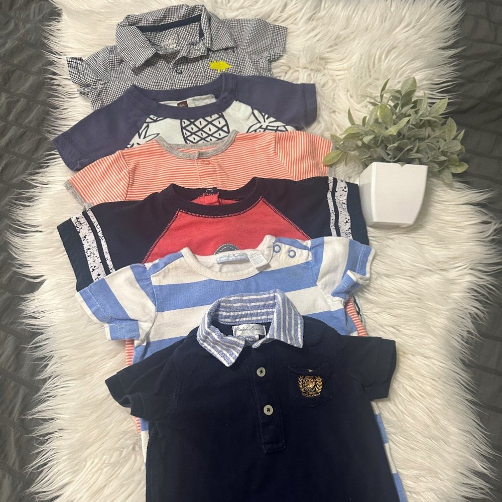 6 - boys 3-6/6 month short one piece sets. [3D]